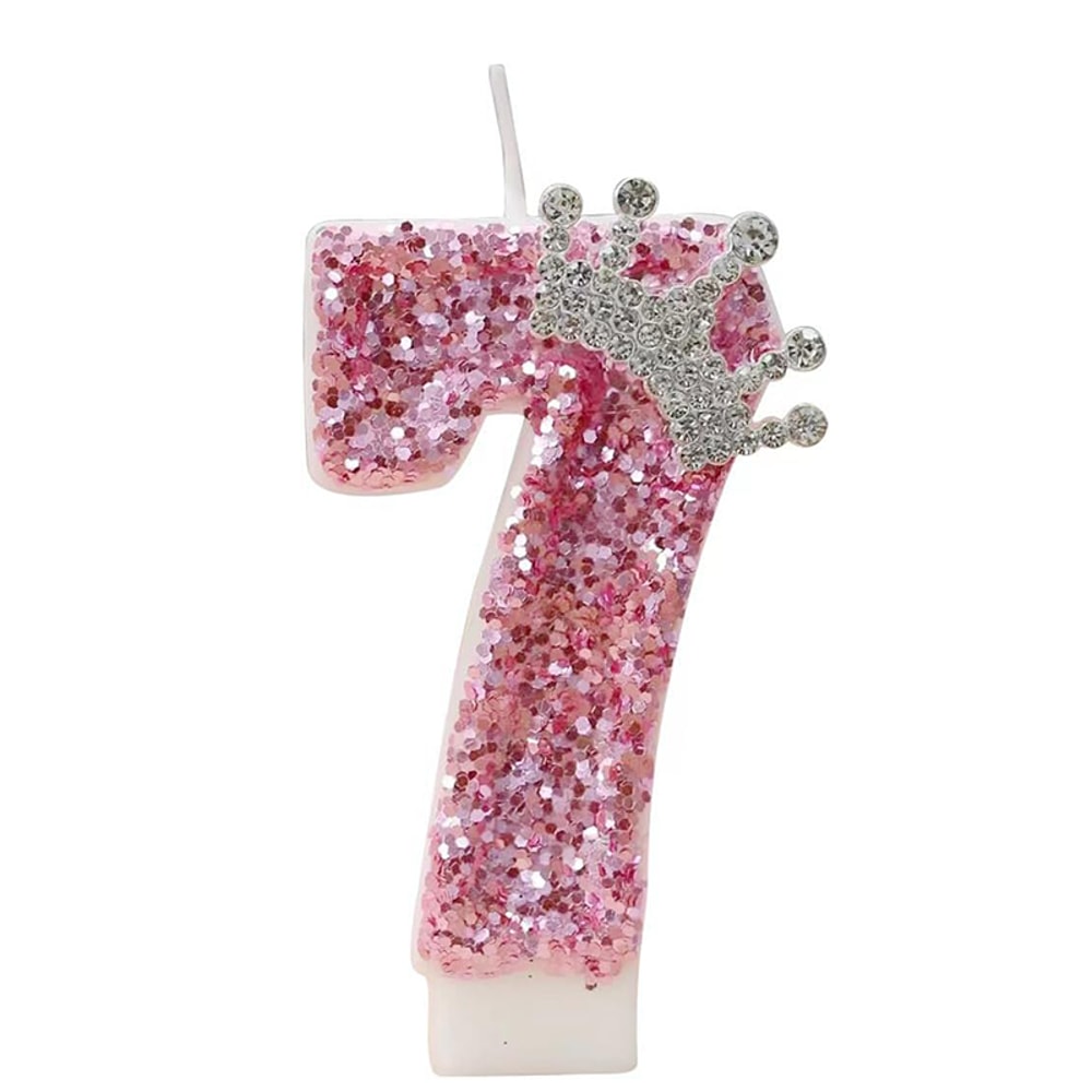Princess Crown Birthday Candle, Creative Pink Candle for Girl's Happy Birthday Party Decoration