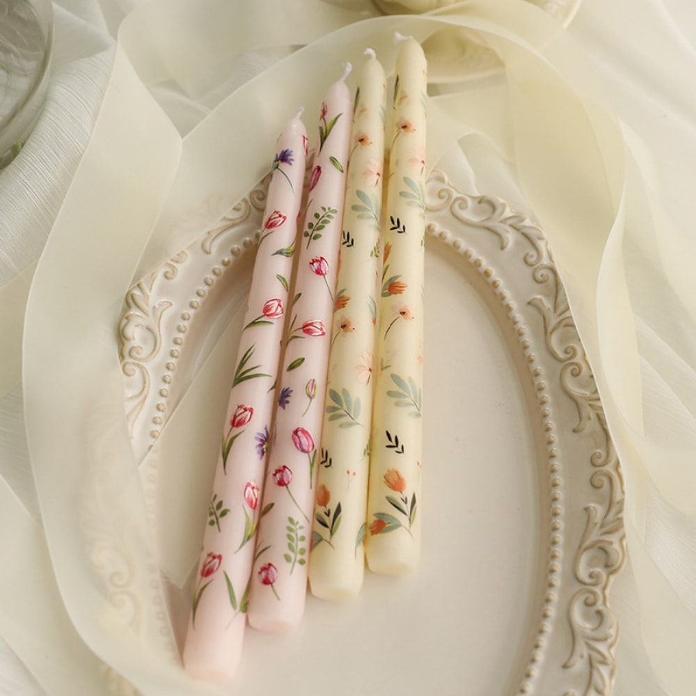 Long Romantic Hand Painted Rose Candle For Home Wedding Decor 2