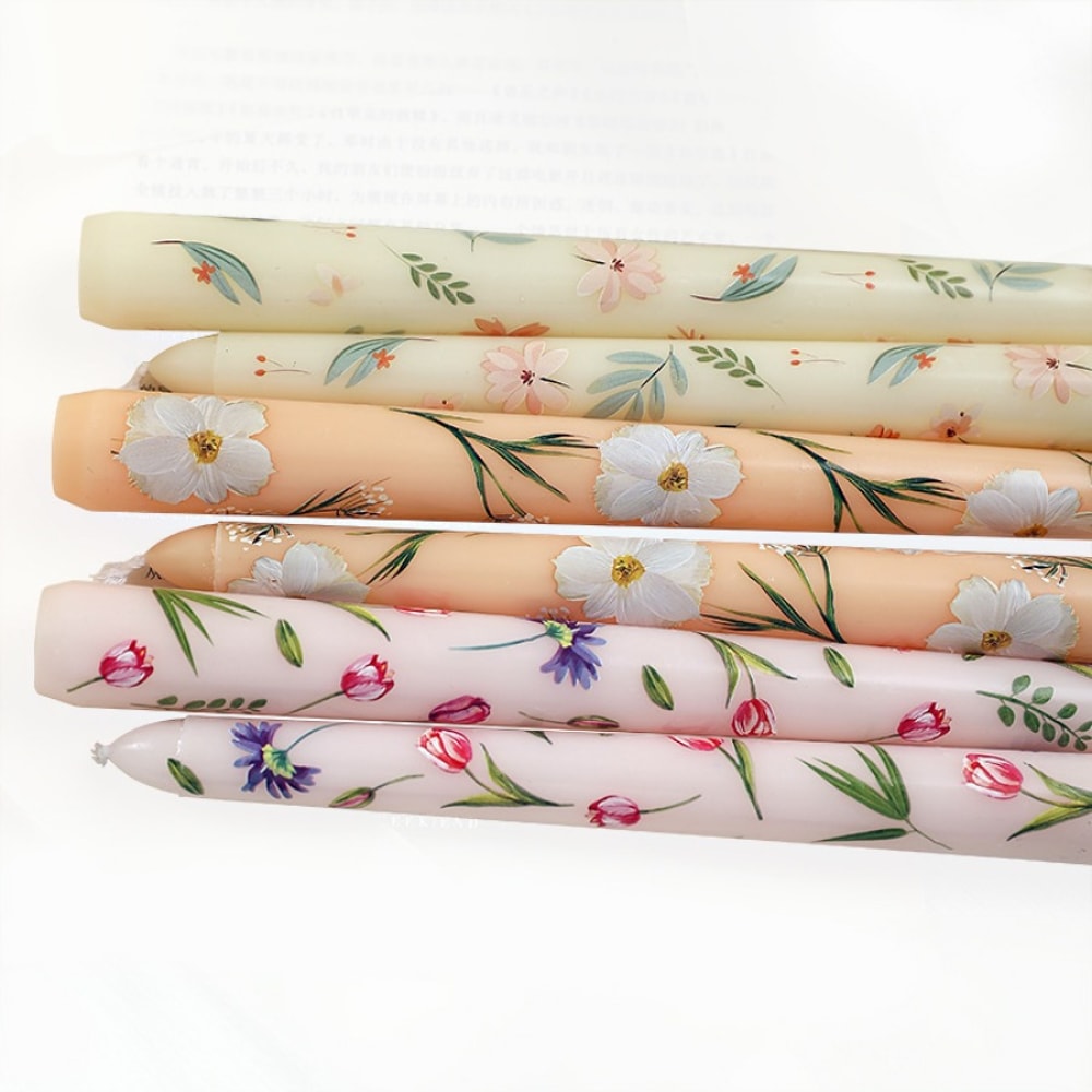 Long Romantic Hand Painted Rose Candle For Home Wedding Decor 4