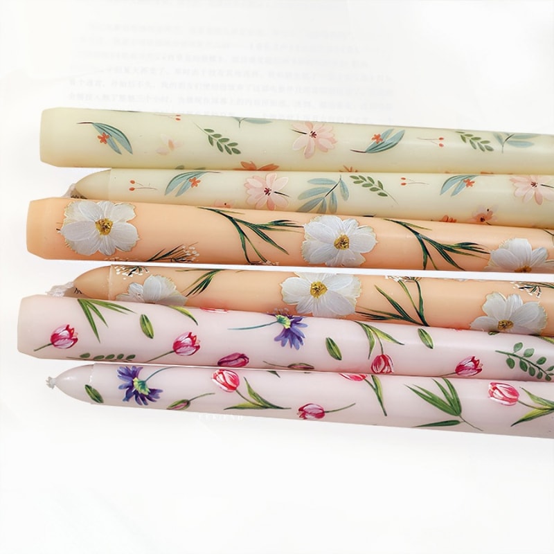 Long Romantic Hand Painted Rose Candle For Home Wedding Decor 4