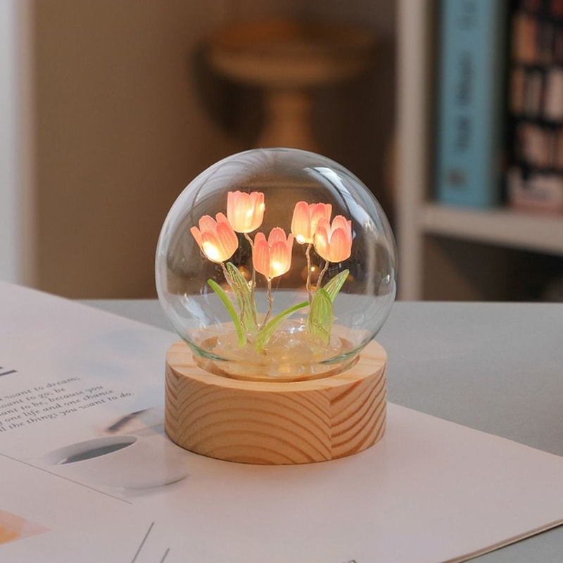 Cute Floral Tulip Night Light For Bedroom Room Decor Valentines Day Gift Lampara Tulipanes Girlfrie 5