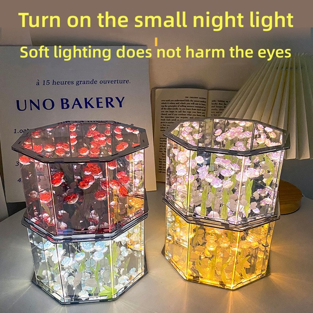 Three-Dimensional Tulip Night Light, DIY Handmade Craft Lamp, LED Birthday Gift