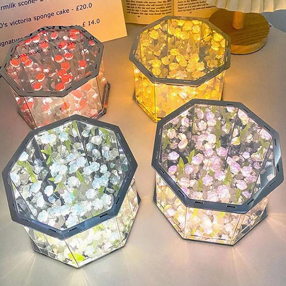 DIY Tulip Mirror Cube Lamp ThreeDimensional Nightlight Handmade Craft Birthday Gift LED Tulip Night 4