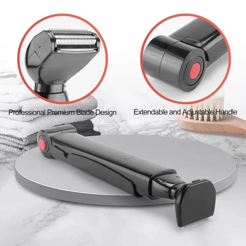 Electric Back Shaver For Men Rechargeable Groomer Foldable Handle Facial Hair Trimmer Razor Back Ha