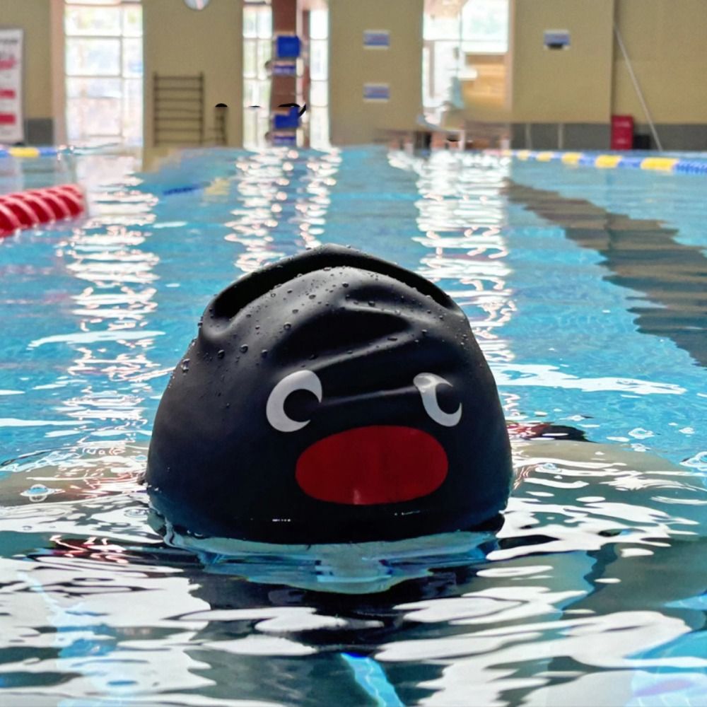 Cute Cartoon Swimming Cap, Elastic Silicone Hat, Professional Ear Protection, Waterproof Swimming Hat