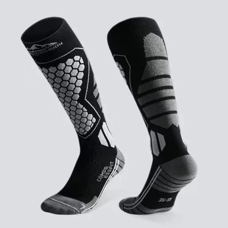 Thermal Compression Ski Socks, Moisture-wicking Anti-slip Knee High Socks for Cold Weather, Breathable Thickened Socks