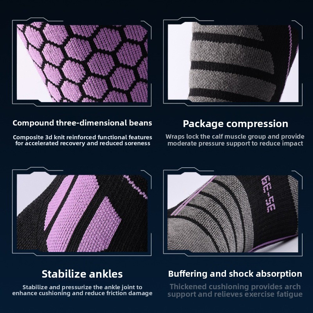 Thermal Compression Ski Socks, Moisture-wicking Anti-slip Knee High Socks for Cold Weather, Breathable Thickened Socks
