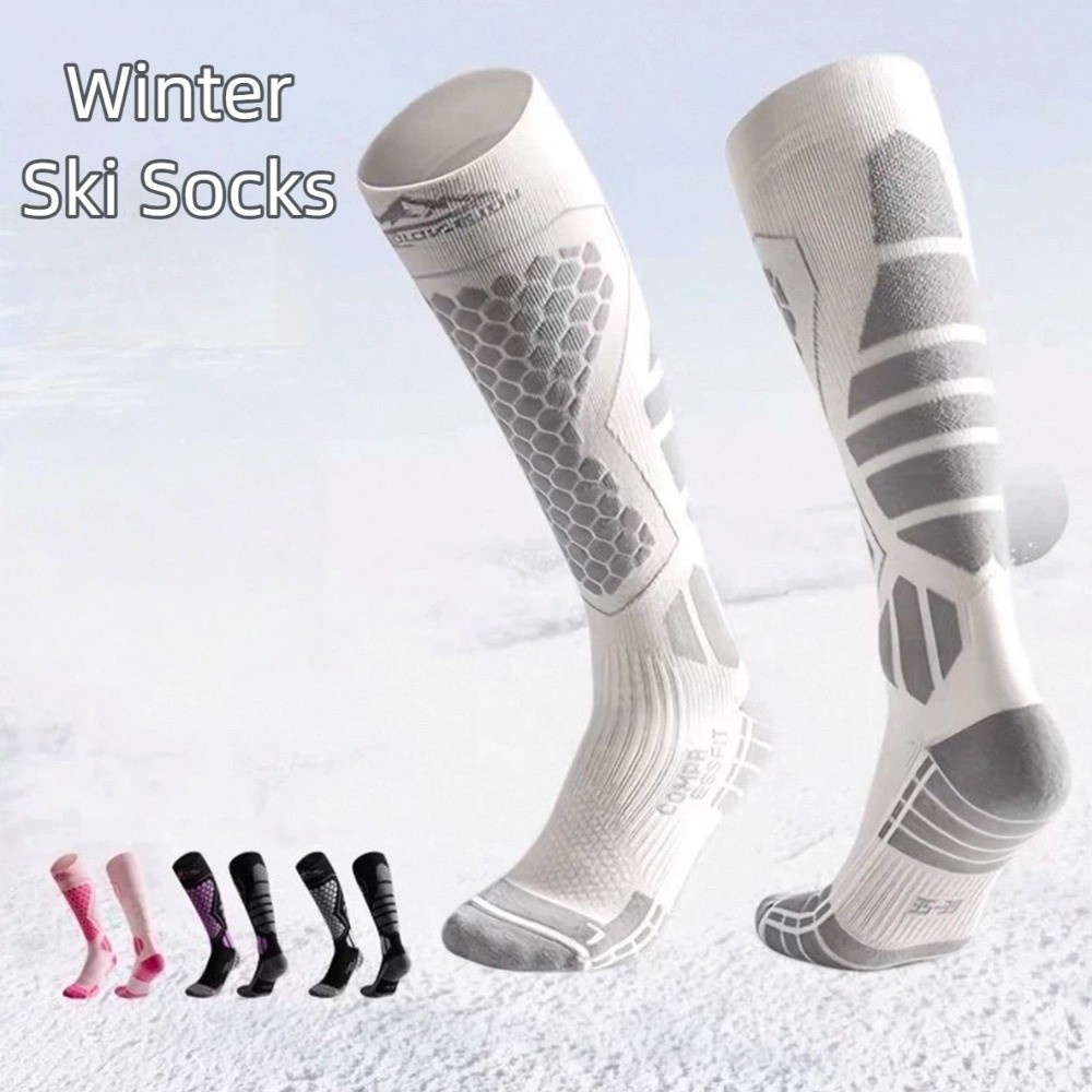 Thermal Compression Ski Socks, Moisture-wicking Anti-slip Knee High Socks for Cold Weather, Breathable Thickened Socks