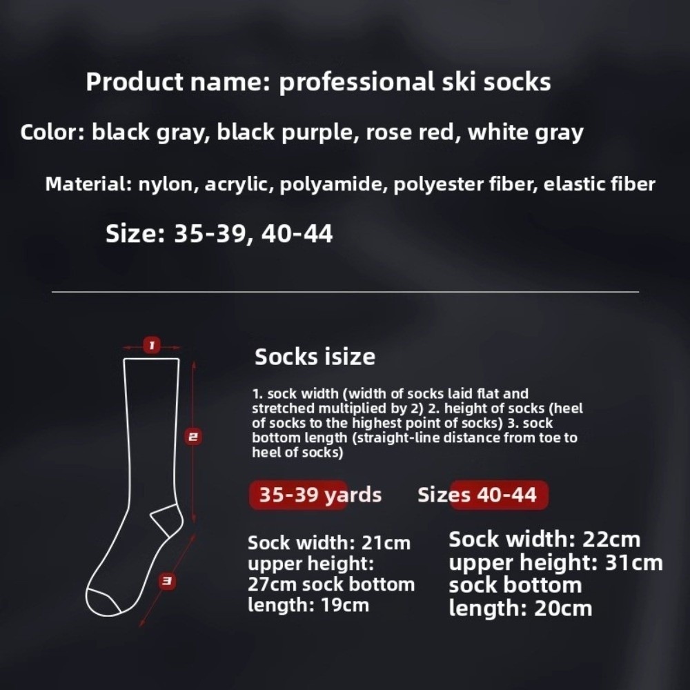Thermal Compression Ski Socks, Moisture-wicking Anti-slip Knee High Socks for Cold Weather, Breathable Thickened Socks