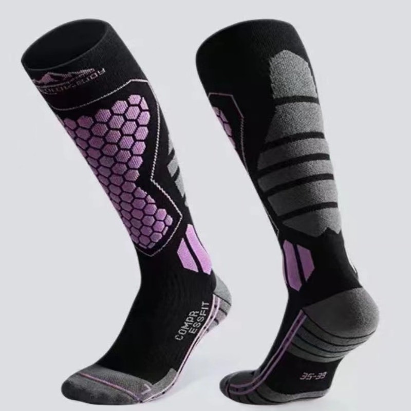 Thermal Compression Ski Socks, Moisture-wicking Anti-slip Knee High Socks for Cold Weather, Breathable Thickened Socks