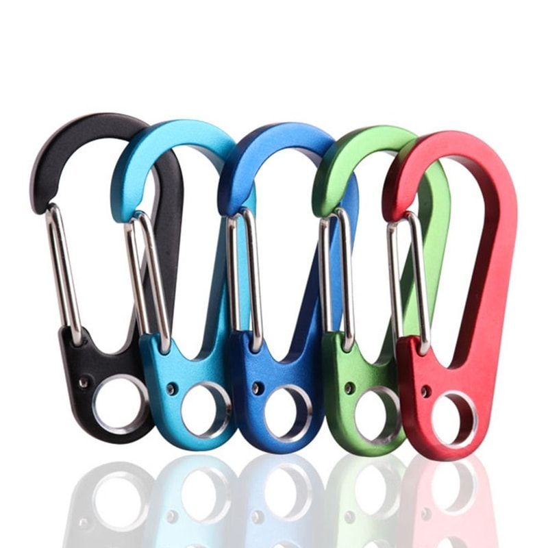 Multifunctional Outdoor Tools Stainless Steel Keychain DShaped Carabiner Spring Quick Hanging Buckl 0