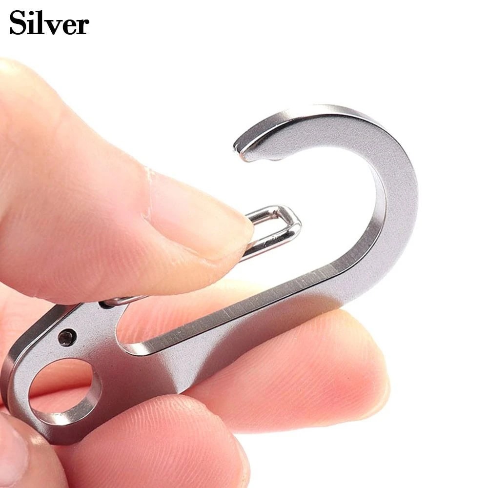 Multifunctional Outdoor Tools Stainless Steel Keychain DShaped Carabiner Spring Quick Hanging Buckl 8
