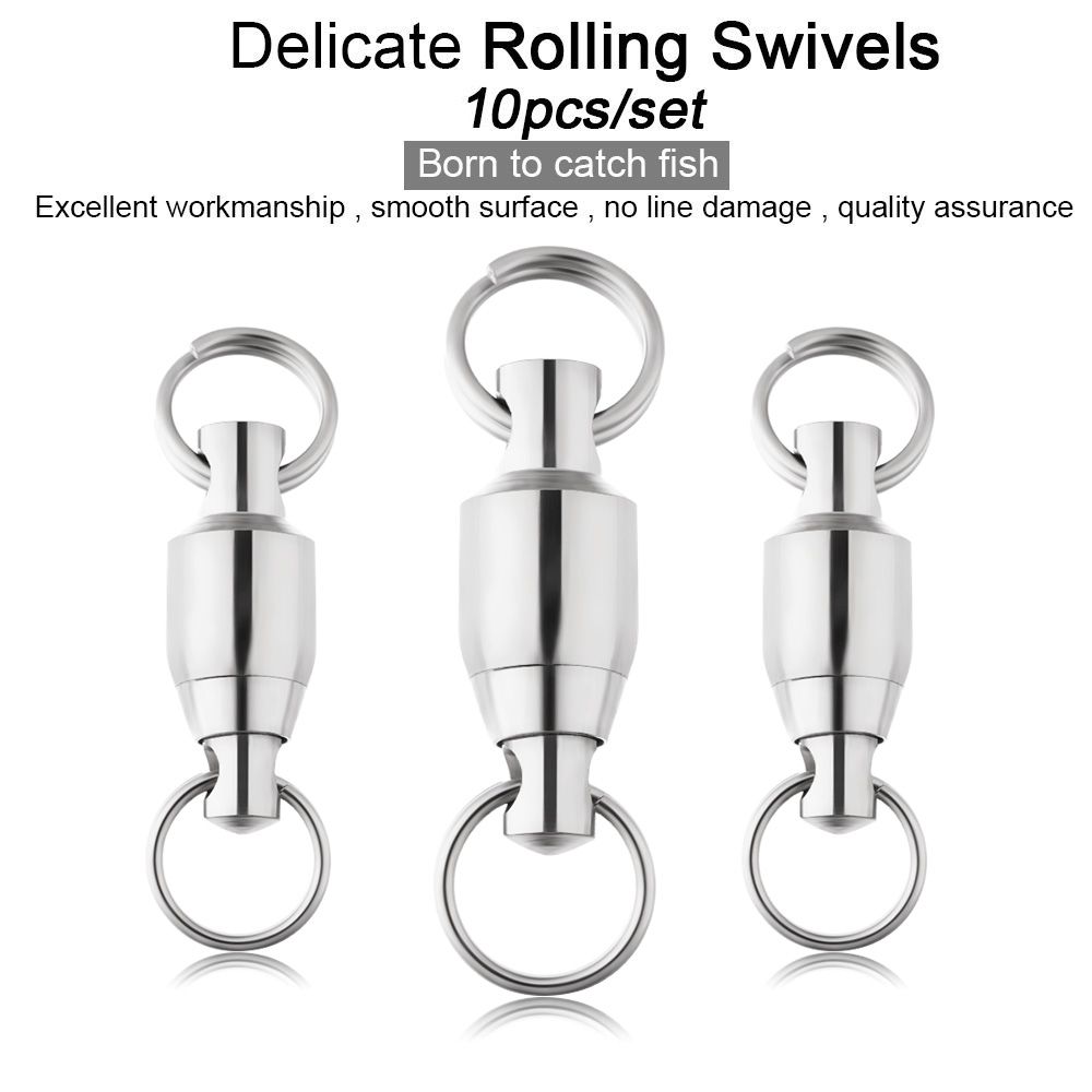 Heavy Duty Barrel Fishing Rolling Swivel Stainless Steel Connector Bearing Solid Ring Tackle Accessories