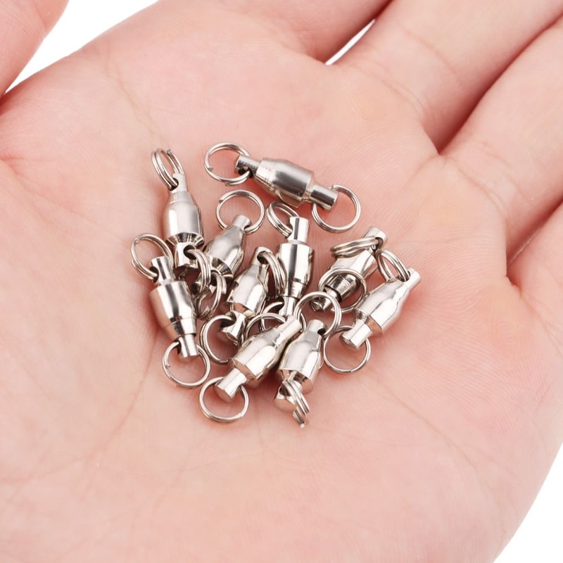 Heavy Duty Barrel Fishing Rolling Swivel Stainless Steel Connector Bearing Solid Ring Tackle Accessories