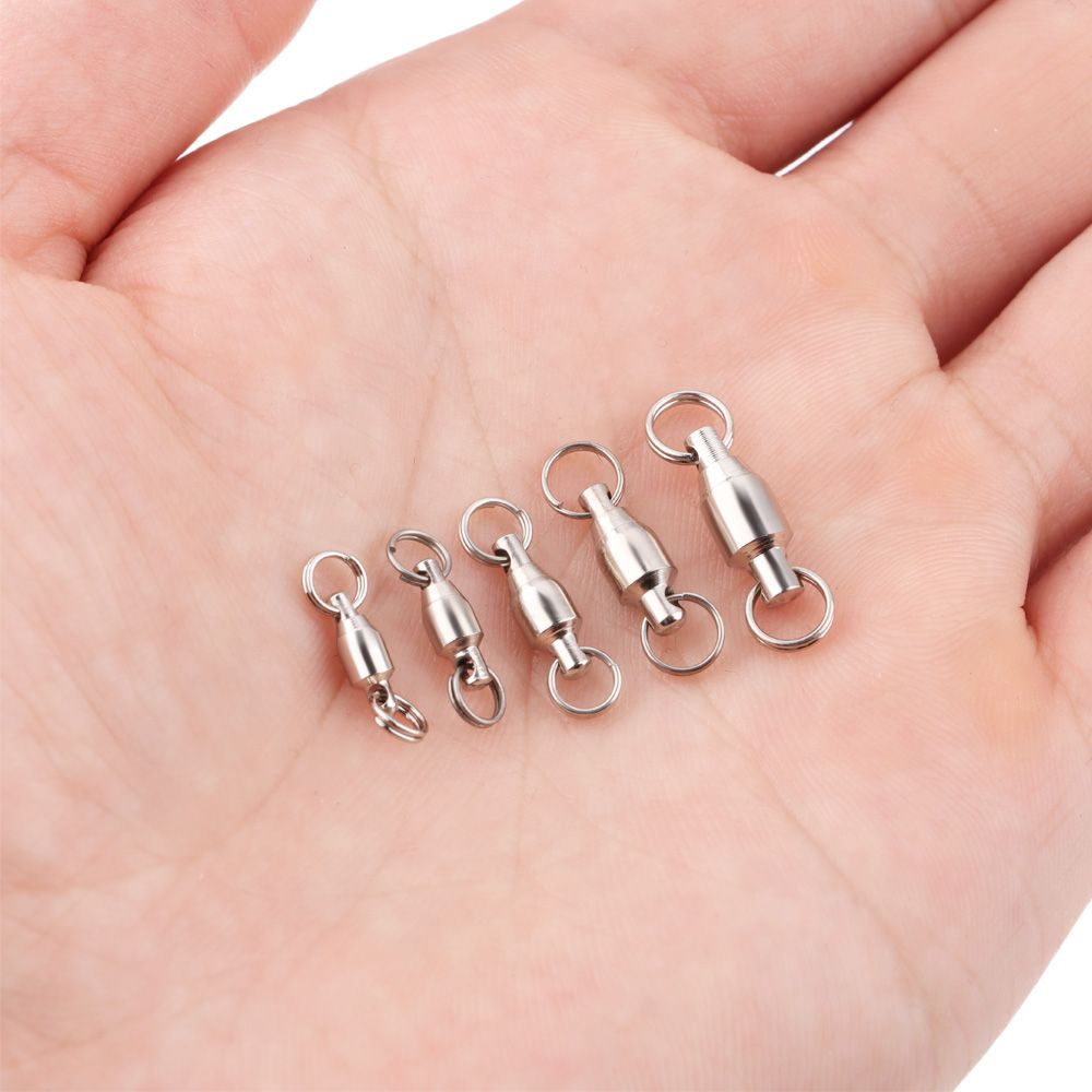 Heavy Duty Barrel Fishing Rolling Swivel Stainless Steel Connector Bearing Solid Ring Tackle Accessories