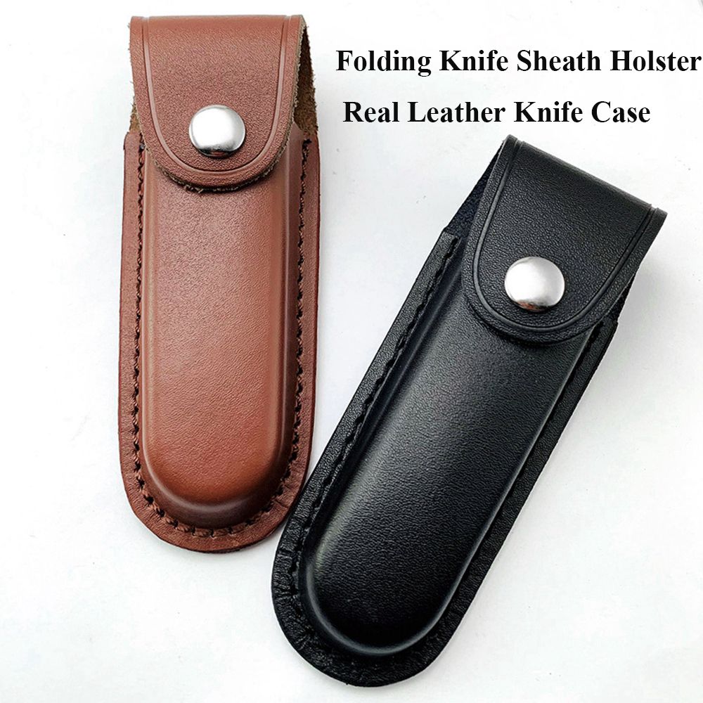 Leather Brown Fold Knife Scabbard Tool Flashlight Belt Loop Case Holder Outdoor Carry Equipment Pocket Hunt Camp Sheath