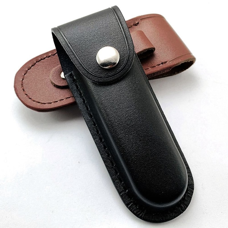 Leather Brown Fold Knife Scabbard Tool Flashlight Belt Loop Case Holder Outdoor Carry Equipment Pocket Hunt Camp Sheath