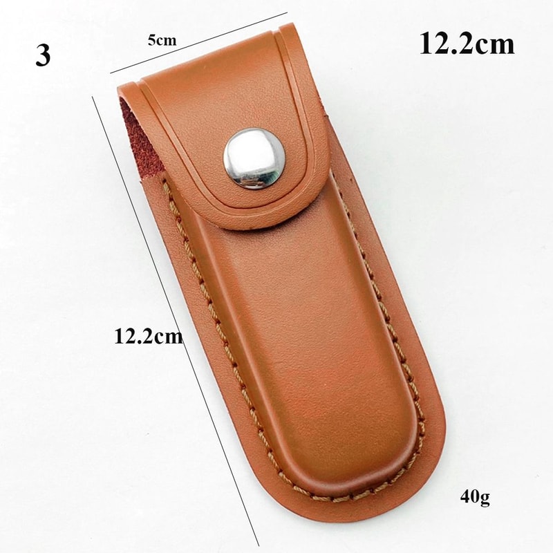 Leather Brown Fold Knife Scabbard Tool Flashlight Belt Loop Case Holder Outdoor Carry Equipment Pocket Hunt Camp Sheath