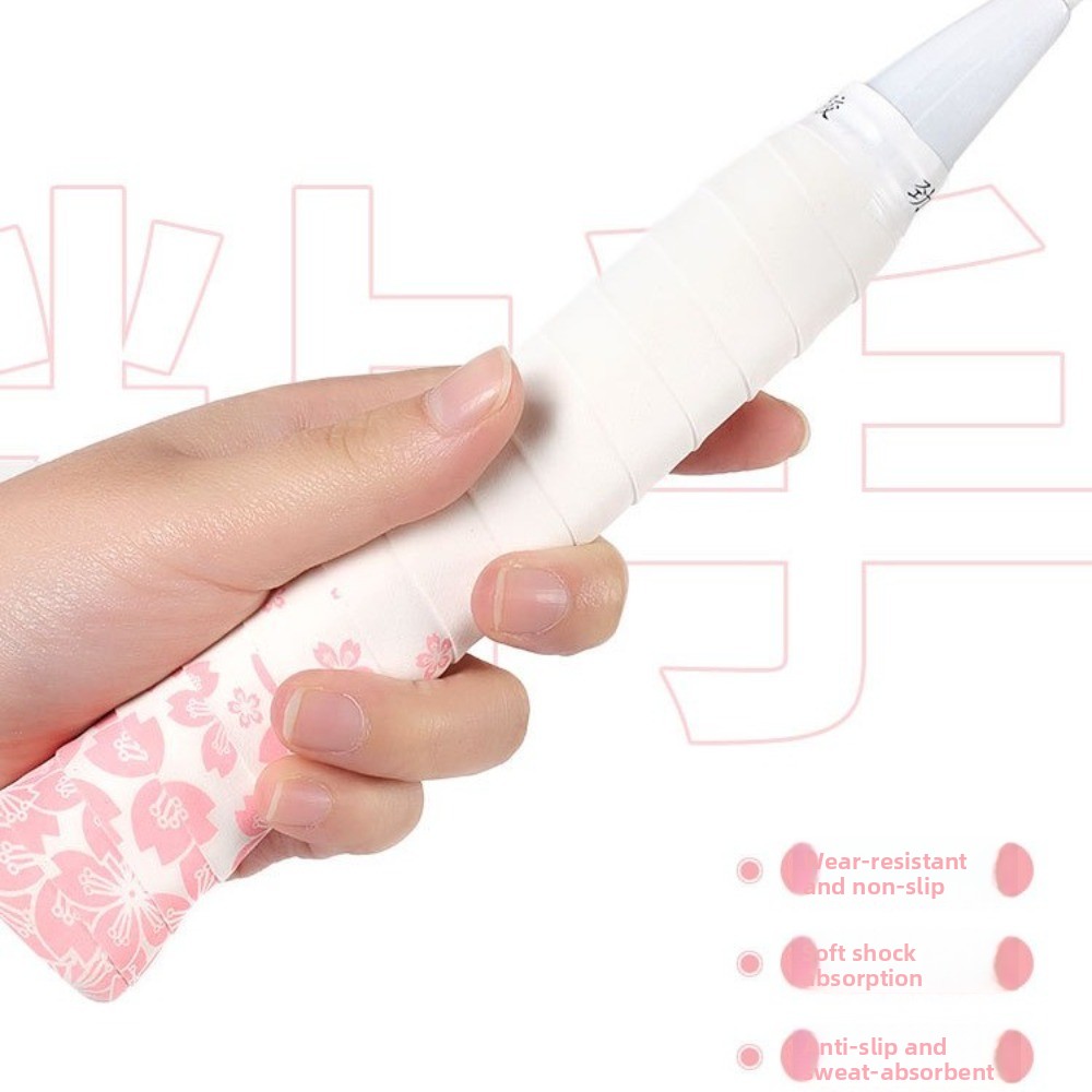 Badminton Racket Grips Wrap, Sweat-Absorbent Sakura Print, Shock-Absorbing & Non-Slip Grip Tape