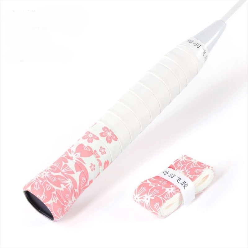 Badminton Racket Grips Wrap, Sweat-Absorbent Sakura Print, Shock-Absorbing & Non-Slip Grip Tape