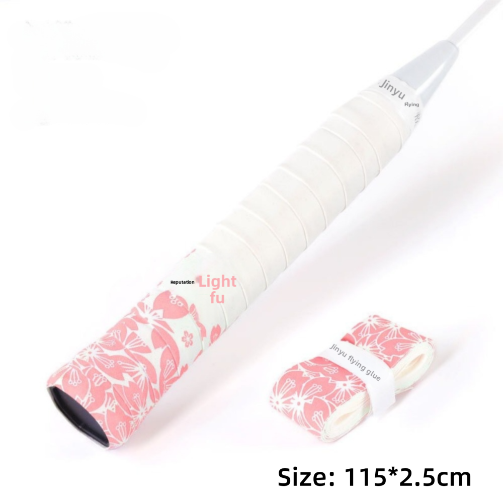Badminton Racket Grips Wrap, Sweat-Absorbent Sakura Print, Shock-Absorbing & Non-Slip Grip Tape