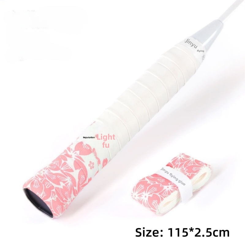 Badminton Racket Grips Wrap, Sweat-Absorbent Sakura Print, Shock-Absorbing & Non-Slip Grip Tape