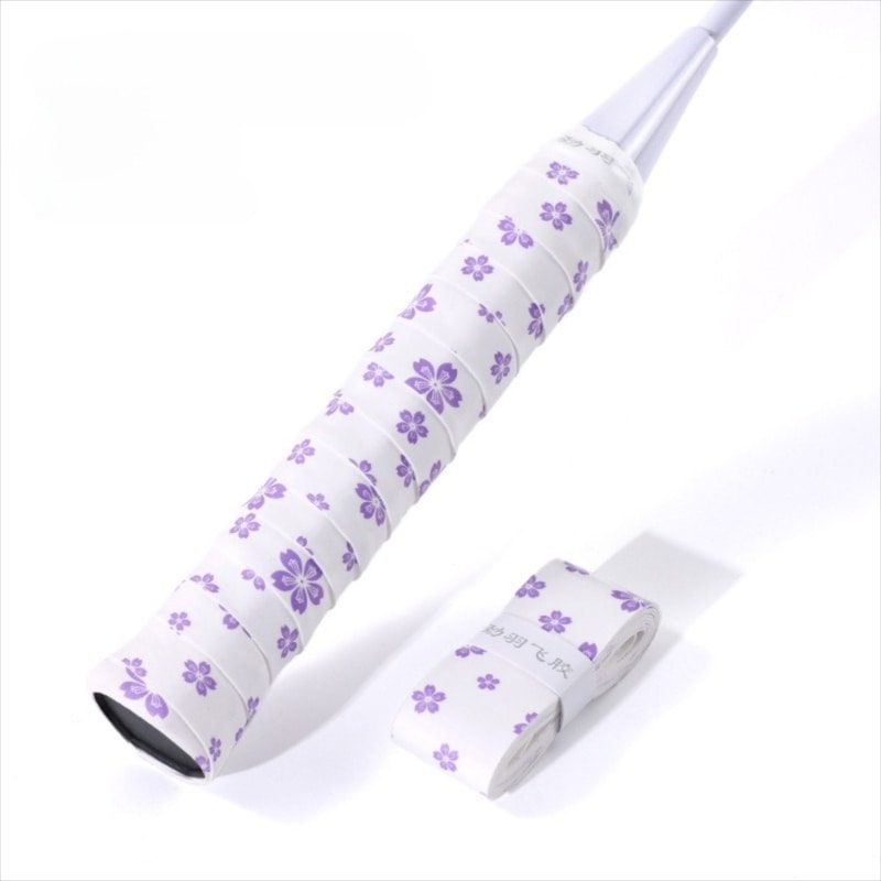 Badminton Racket Grips Wrap, Sweat-Absorbent Sakura Print, Shock-Absorbing & Non-Slip Grip Tape