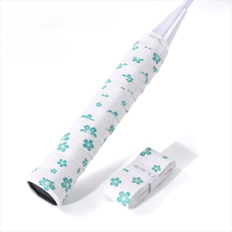 Badminton Racket Grips Wrap, Sweat-Absorbent Sakura Print, Shock-Absorbing & Non-Slip Grip Tape