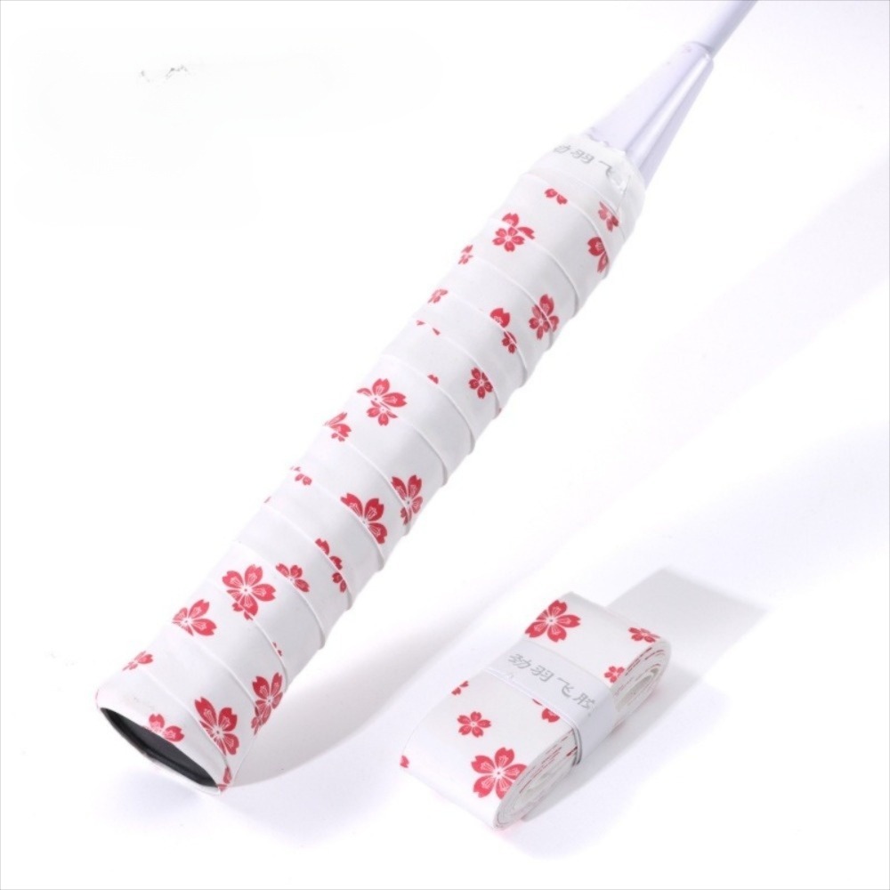 Badminton Racket Grips Wrap, Sweat-Absorbent Sakura Print, Shock-Absorbing & Non-Slip Grip Tape