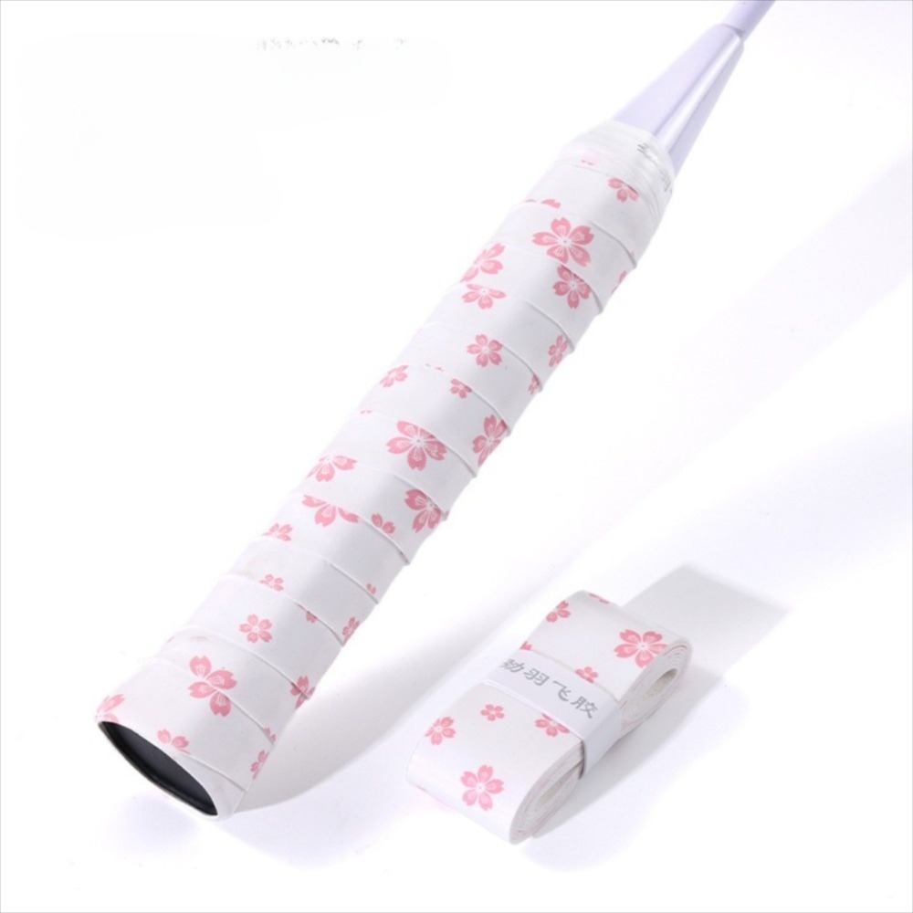 Badminton Racket Grips Wrap, Sweat-Absorbent Sakura Print, Shock-Absorbing & Non-Slip Grip Tape