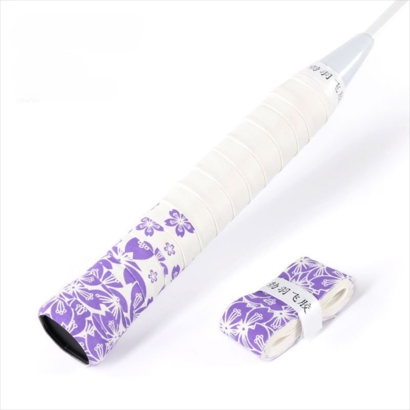 Badminton Racket Grips Wrap, Sweat-Absorbent Sakura Print, Shock-Absorbing & Non-Slip Grip Tape