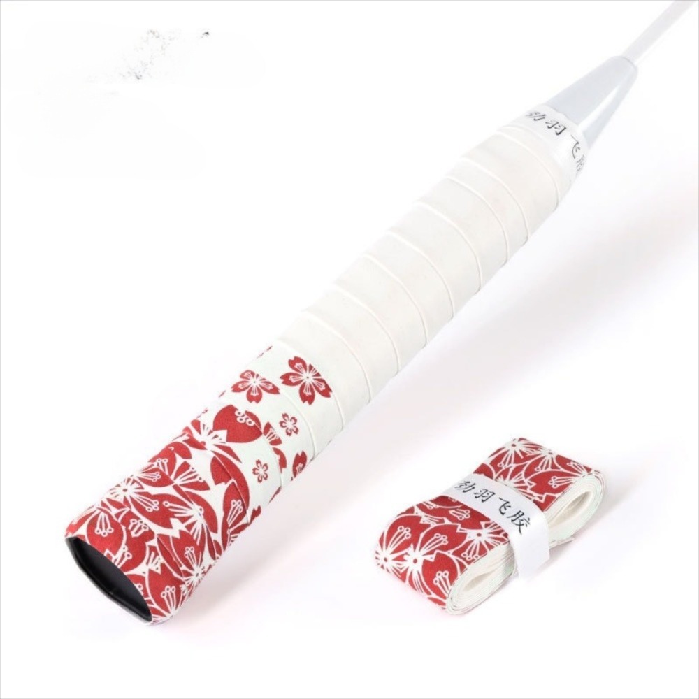 Badminton Racket Grips Wrap, Sweat-Absorbent Sakura Print, Shock-Absorbing & Non-Slip Grip Tape