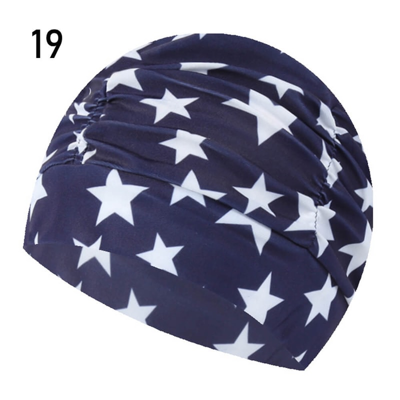 Elastic Nylon Turban, Flowers Printed Swimming Cap, Long Hair Sports Swim Pool Bathing Hat for Men & Women