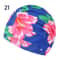 Elastic Nylon Turban, Flowers Printed Swimming Cap, Long Hair Sports Swim Pool Bathing Hat for Men & Women