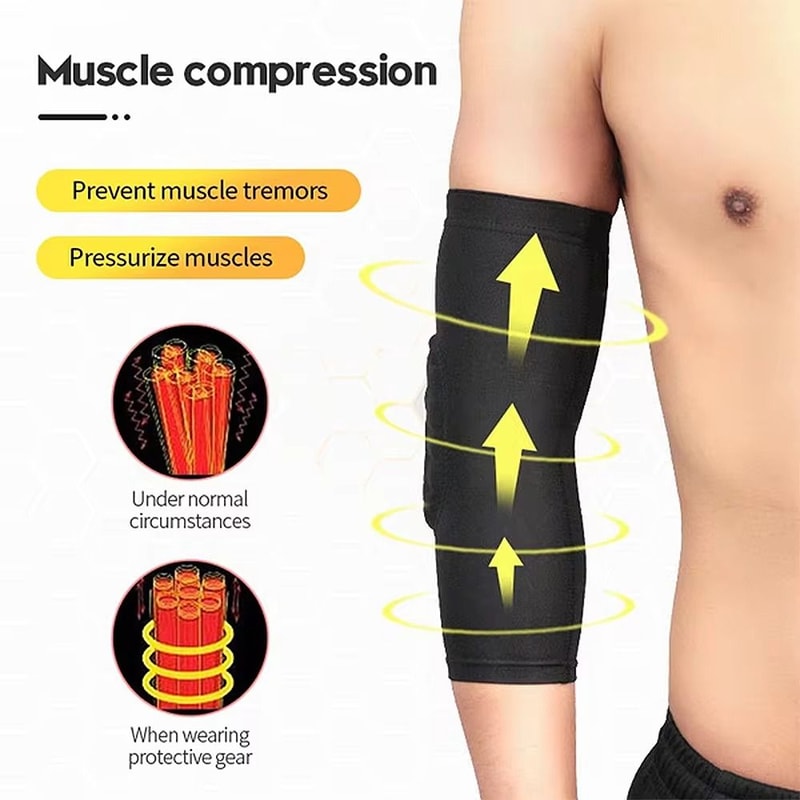 Breathable Elbow Pads for Cycling, Running, Basketball, EVA Sponge Arm Guard, Unisex Elastic Sleeve