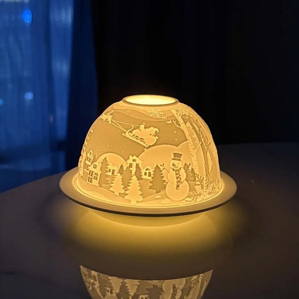 Vintage Snowman and Deer Christmas Candle Holder, Tea Light Table Top Centerpieces for Weddings, Party Gift Decor