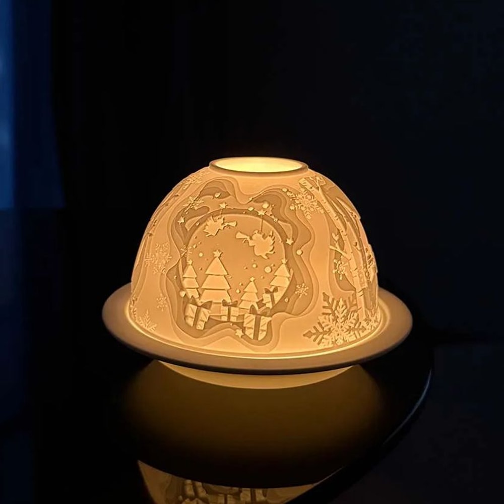 Vintage Snowman and Deer Christmas Candle Holder, Tea Light Table Top Centerpieces for Weddings, Party Gift Decor