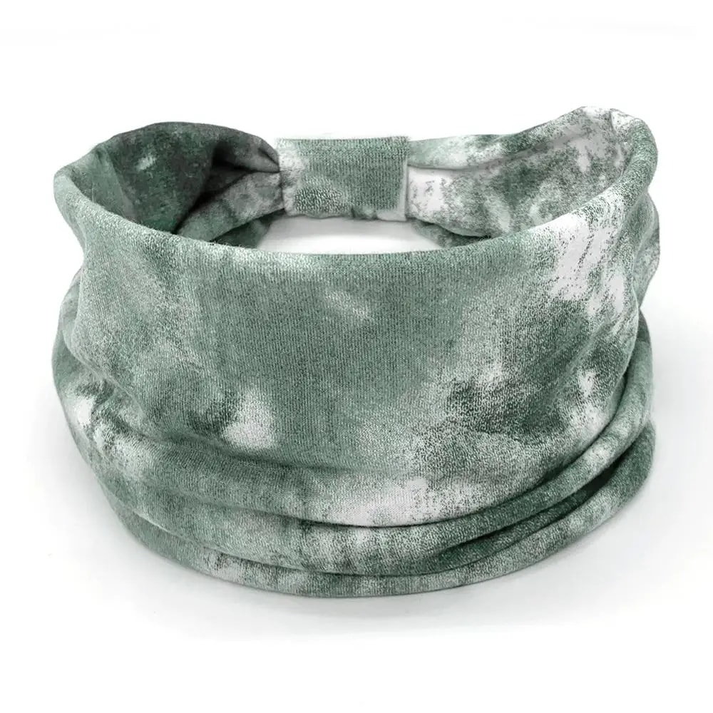 Women Vintage Turban Headwrap, Fashion Tie Dye Wide Knotted Headbands, Elastic Bandanas, Girls Yoga Hair Bands