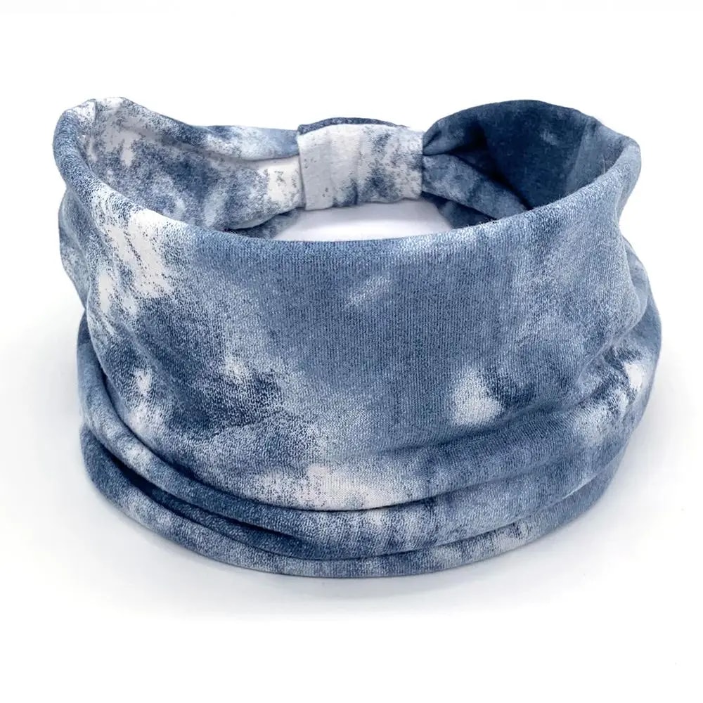 Women Vintage Turban Headwrap, Fashion Tie Dye Wide Knotted Headbands, Elastic Bandanas, Girls Yoga Hair Bands