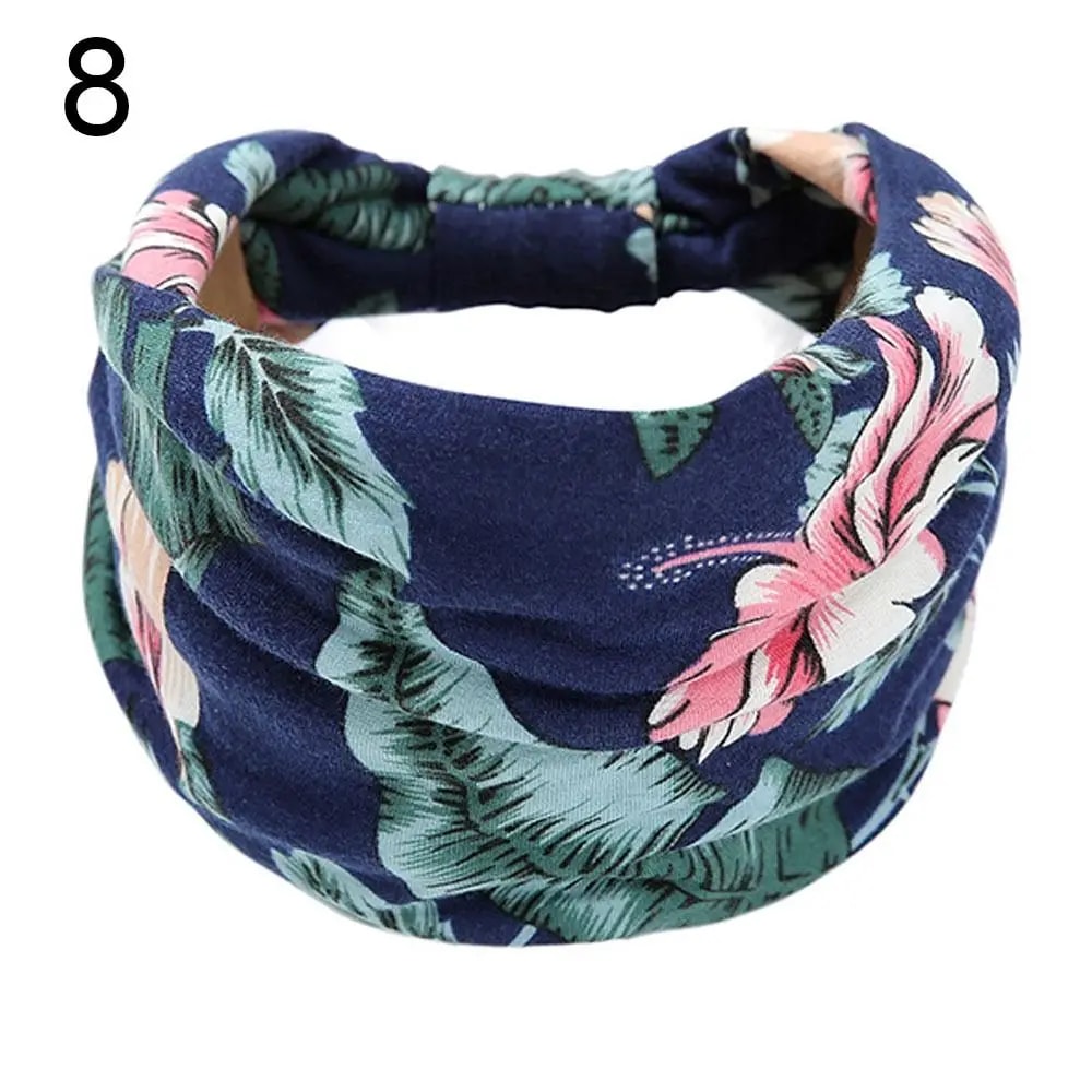 Women Vintage Turban Headwrap, Fashion Tie Dye Wide Knotted Headbands, Elastic Bandanas, Girls Yoga Hair Bands