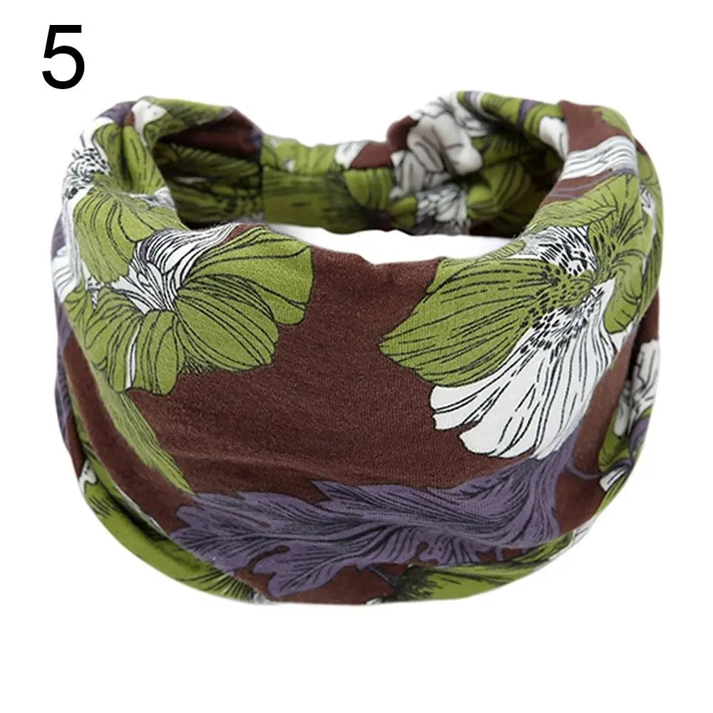 Women Vintage Turban Headwrap, Fashion Tie Dye Wide Knotted Headbands, Elastic Bandanas, Girls Yoga Hair Bands