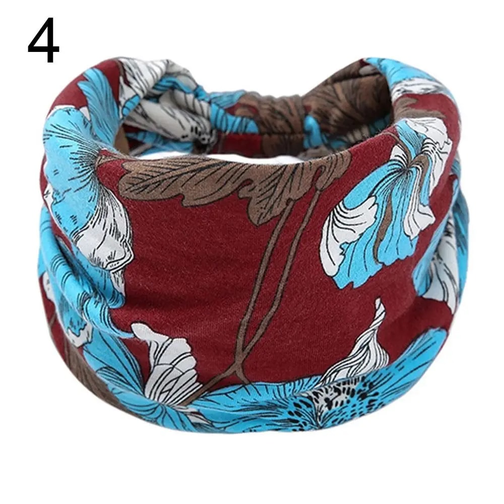 Women Vintage Turban Headwrap, Fashion Tie Dye Wide Knotted Headbands, Elastic Bandanas, Girls Yoga Hair Bands