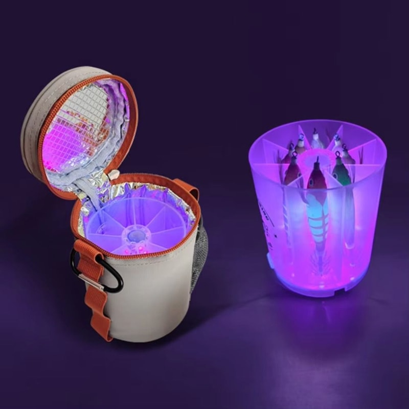 Multifunction Hard Lure Box Glow Light Wooden Shrimp Egi Organizer 0