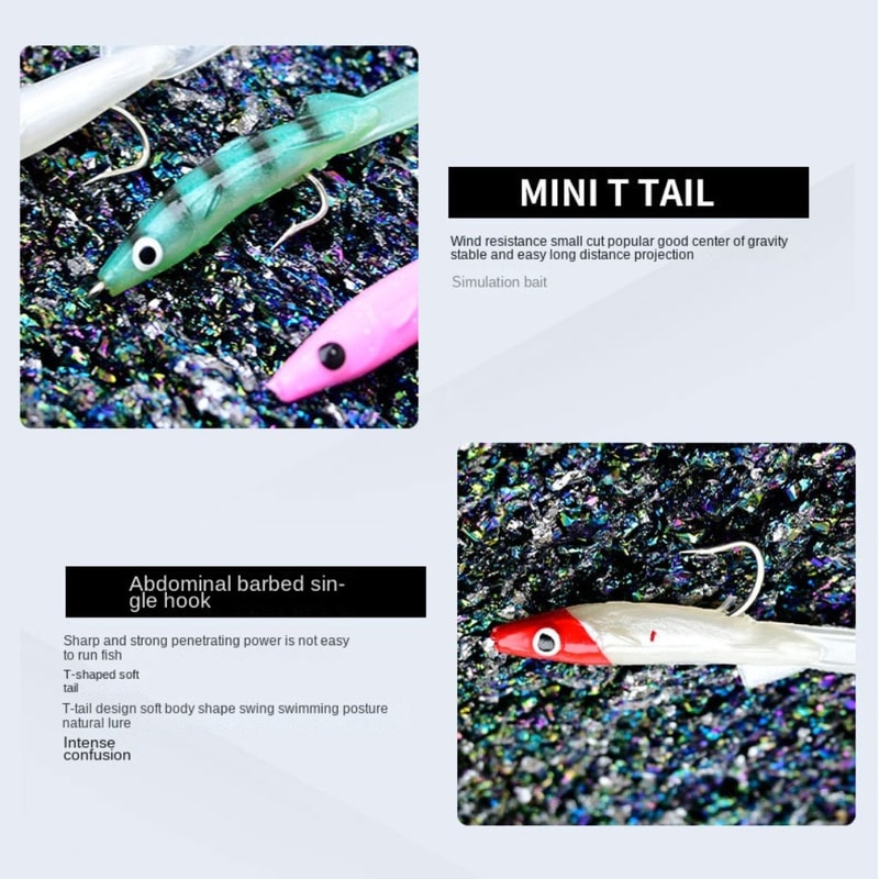 Silicone Fishing Trolling Artificial Bait, Mixed Color Raglou Fishing Lure, Soft Shad Silicone Bait for Spinning