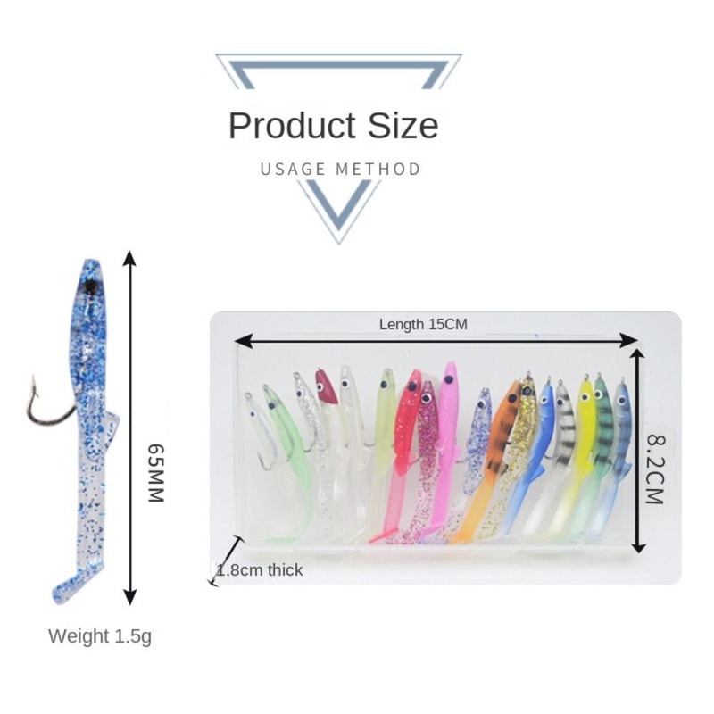 Silicone Fishing Trolling Artificial Bait, Mixed Color Raglou Fishing Lure, Soft Shad Silicone Bait for Spinning