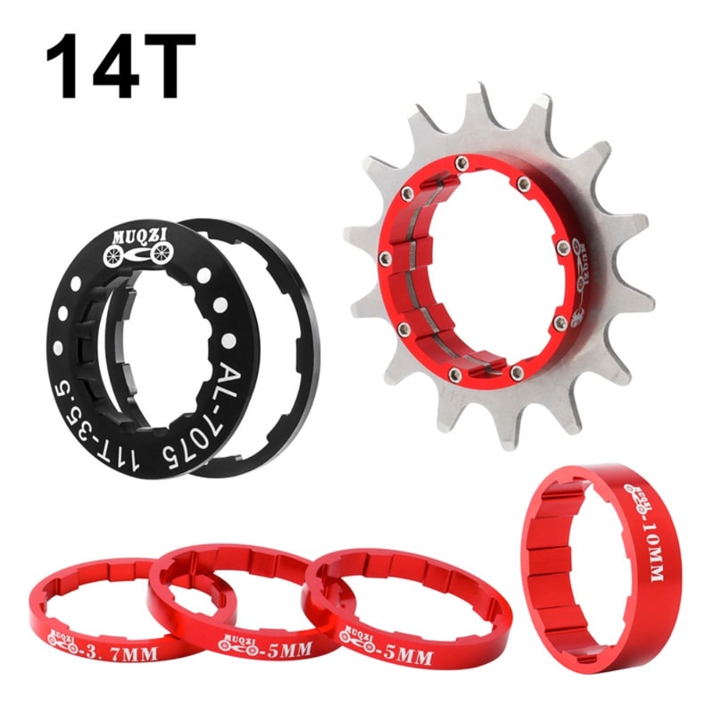 High-Quality Aluminum Alloy Single Speed Conversion Kit with Freewheel Bike Sprocket in Black, Red, Gold, and Silver