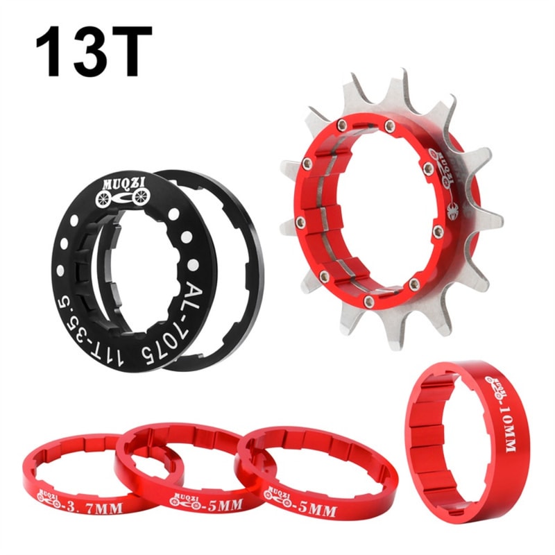 High-Quality Aluminum Alloy Single Speed Conversion Kit with Freewheel Bike Sprocket in Black, Red, Gold, and Silver