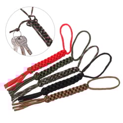 paracord rope diy keychain pendant, knot nylon chain, survival outdoor camping tool