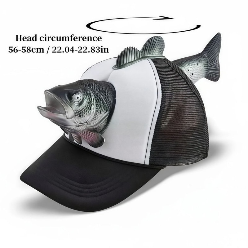 Novelty Fishing Hat Breathable, Fish Animal Trucker Hat Mesh One Size Adjustable Fit Baseball Cap for Men Women