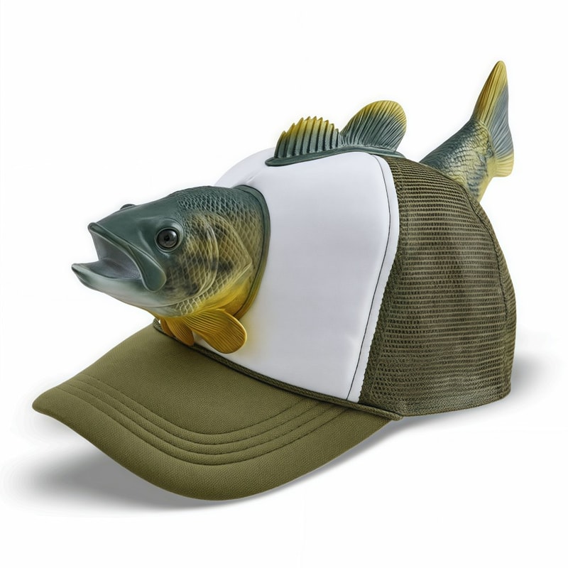 Novelty Fishing Hat Breathable, Fish Animal Trucker Hat Mesh One Size Adjustable Fit Baseball Cap for Men Women